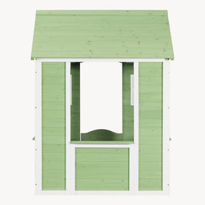 Domek dla dzieci Kuoldsvin z drewna jodłowego 144x102x90 cm Zielony/Biały [en.casa]