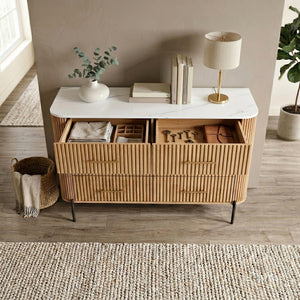 Komoda Kokunse z 6 szufladami 120x42x78 cm w optyce dębu [en.casa]