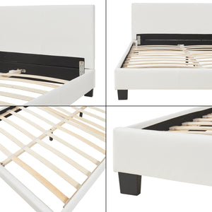 Łóżko ze sztucznej skóry Albacete 140x200 cm białe Corium