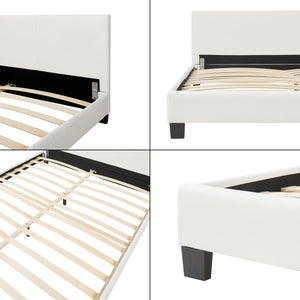 Łóżko ze sztucznej skóry 180x200 cm białe Corium