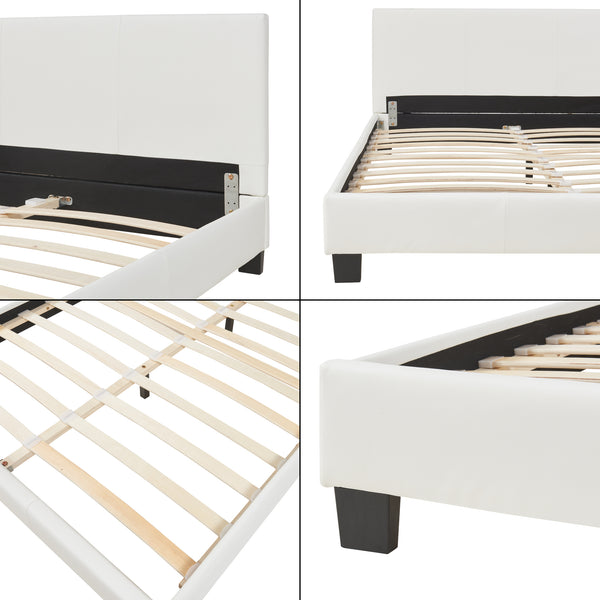 Łóżko ze sztucznej skóry Albacete 140x200 cm białe Corium