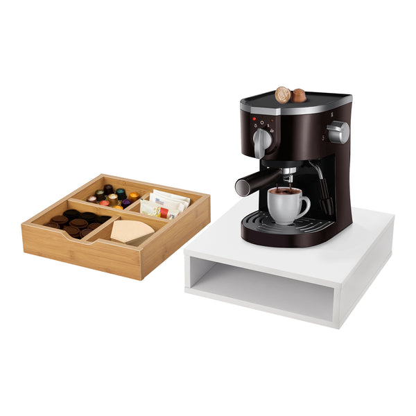 Pudełko z szufladami Vieremä 9x30x31cm białe/bambusowe [en.casa]