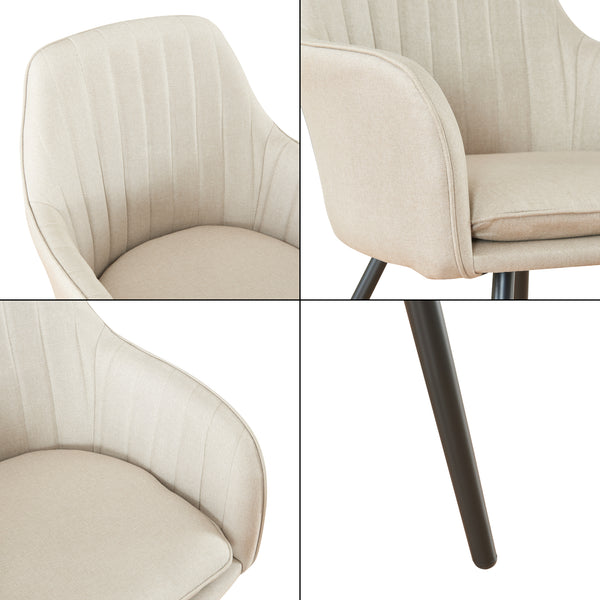 Kannonkoski zestaw 2 krzeseł do jadalni beżowy [en.casa]