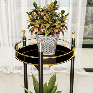 Stojak na kwiaty Oulainen 79x28x28cm czarny/złoty [en.casa]