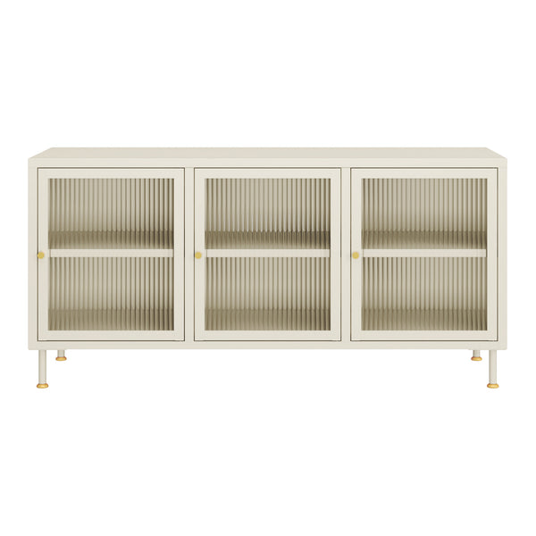 Szafka pod TV Lindau stal 120x40x59 cm kremowa biel [en.casa]