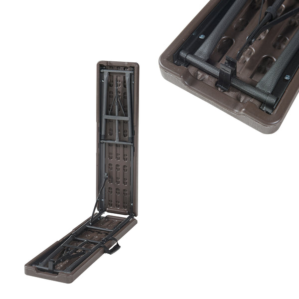 Zestaw składanych ławek Lillestrøm 2-częściowy o wyglądzie drewna, ciemnobrązowy [en.casa]