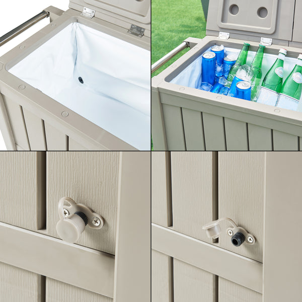 Zewnętrzny wózek chłodzący Arsita 102x47x87 cm Beżowy [casa.pro]