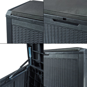 Schowek Atella 122x54,5x65cm czarny, wygląd rattanu [casa.pro]