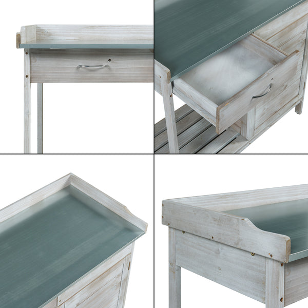 Stolik na rośliny Aliano drewno jodłowe szary [casa.pro]