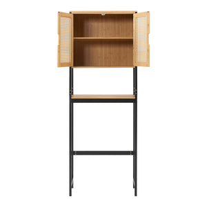 Szafka toaletowa Tervola 172x63x27 cm czarna/bambus [en.casa]