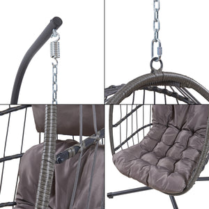 Fotel wiszący Edeng ze stelażem 196x110x95 cm Szary [en.casa]