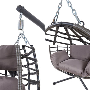 Krzesło wiszące Kandsvas z ramą 198x110x95 cm szare [en.casa]