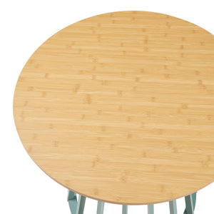 Stół do jadalni Lensuu 76x Ø80 cm pastelowa zieleń/dąb [en.casa]