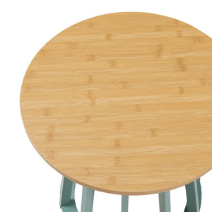 Stolik boczny Lensuu 48xØ48 cm pastelowa zieleń/dąb [en.casa]