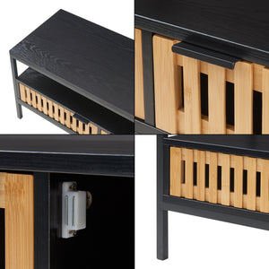 Stolik kawowy Luniehti 100x40x48 cm czarny/naturalny [en.casa]