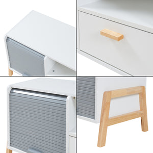 Szafka pod TV Kvaefjord 160x40x52 cm biały/szary [en.casa]