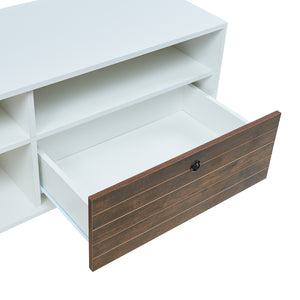 Szafka pod telewizor Vare 165x40x66 cm biały/orzech [en.casa]