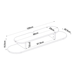 Wisząca półka TV Targema 120x30x16 cm Biała [en.casa]