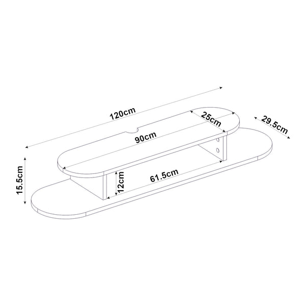 Wisząca półka TV Targema 120x30x16 cm Biała [en.casa]