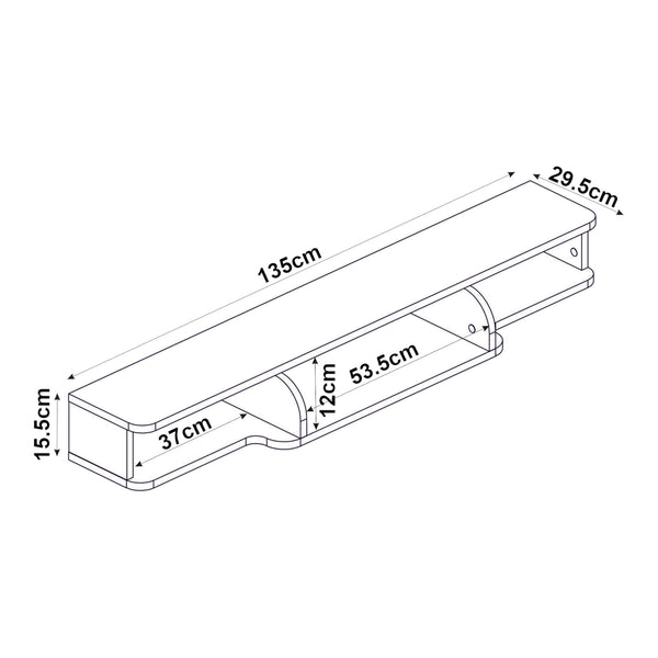 Wisząca szafka RTV Aar 135x30x16 cm biała [en.casa]
