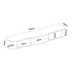Wisząca szafka RTV Nyskiri 150x35x19 cm antracyt/dąb [en.casa]