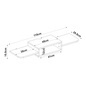 Wisząca półka TV Tar 115x30x16 cm biała [en.casa]