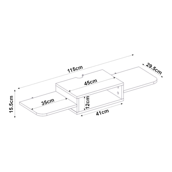 Wisząca półka TV Tar 115x30x16 cm biała [en.casa]