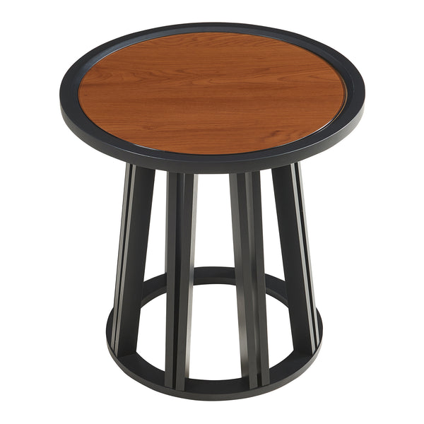 Stolik boczny Burgess 51xØ51 cm czarny/orzechowy [en.casa]