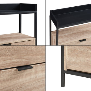 Wózek na buty Belana z 2 klapami 116x60x24 cm czarny/dąb [en.casa]