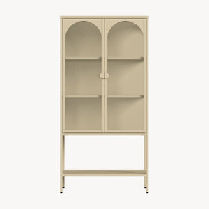 Szafa witrynowa Klippestad stal 160x80x35 cm kolor wielbłądzi [en.casa]