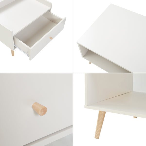 Stolik kawowy Hallevil z szufladą 106x59x44 cm Biały [en.casa]