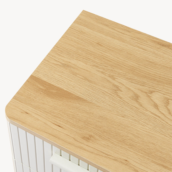 Stolik nocny Ferrersp z 2 szufladami 50x40x40 cm dąb optyka/piaskowy kolor [en.casa]