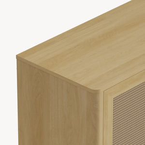 Sideboard Lukhomso 83x80x40 cm optyka dąb/optyka rattanu [en.casa]