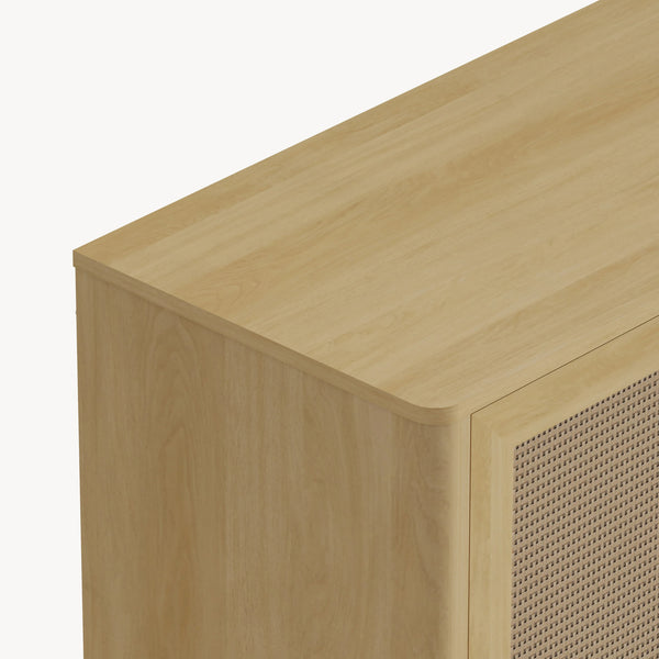 Sideboard Lukhomso 83x80x40 cm optyka dąb/optyka rattanu [en.casa]