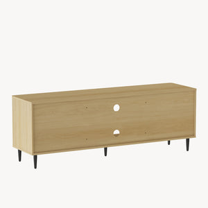 Szafka RTV Lukhomso 152x40x54 cm w optyce dębu/optyce rattanu [en.casa]