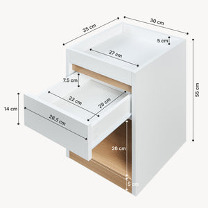 Stolik nocny Lure 55x30x35 cm biały/dąb [en.casa]