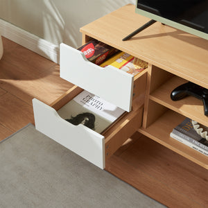 Szafka RTV Bordkak 140x30x45 cm dąb optyczny/biały [en.casa]