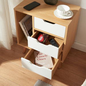 Stolik nocny Bordkak 55x48x30 cm dąb optyka/biały [en.casa]