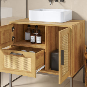 Szafka pod umywalkę Marhasa 60x60x40 cm dąb optyka/czarny [en.casa]