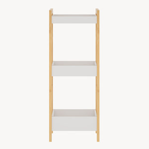 Regał łazienkowy Anun z 3 półkami 75x28x20 cm bambus naturalny/biały [en.casa]