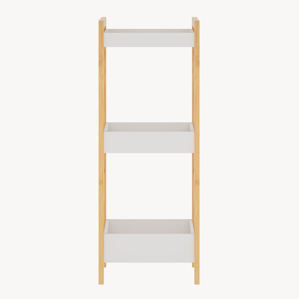 Regał łazienkowy Anun z 3 półkami 75x28x20 cm bambus naturalny/biały [en.casa]