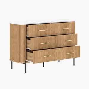 Komoda Kokunse z 6 szufladami 120x42x78 cm w optyce dębu [en.casa]