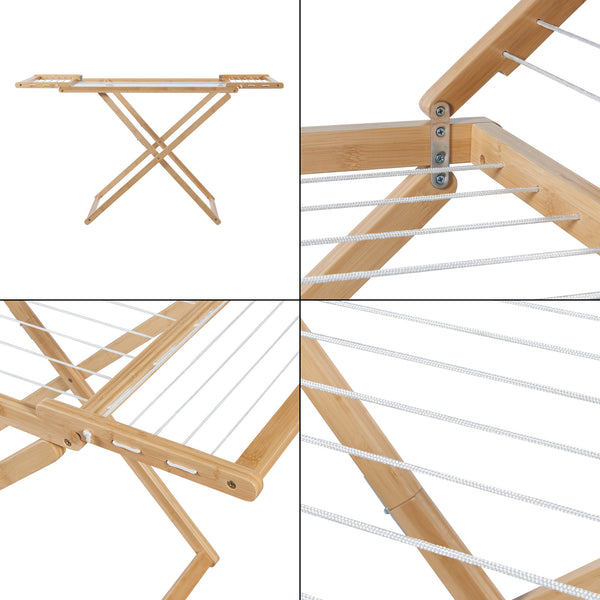Składany konik na ubrania Fakala 154x59x82 cm bambus [en.casa]