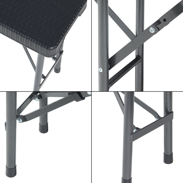 Składany zestaw ławek Mark 2-częściowy rattan czarny [en.casa]