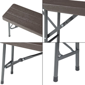 Zestaw składanych ławek Lillestrøm 2-częściowy o wyglądzie drewna, ciemnobrązowy [en.casa]