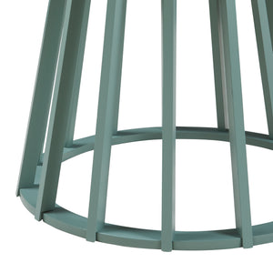 Stół do jadalni Lensuu 76x Ø80 cm pastelowa zieleń/dąb [en.casa]