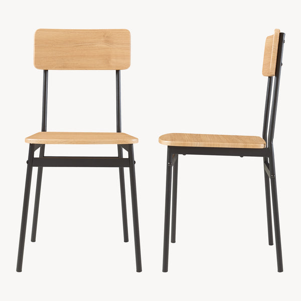 Zestaw jadalniany Pollenev 5-częściowy czarny/dąb [en.casa]