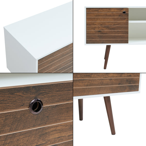 Szafka pod telewizor Vare 165x40x66 cm biały/orzech [en.casa]