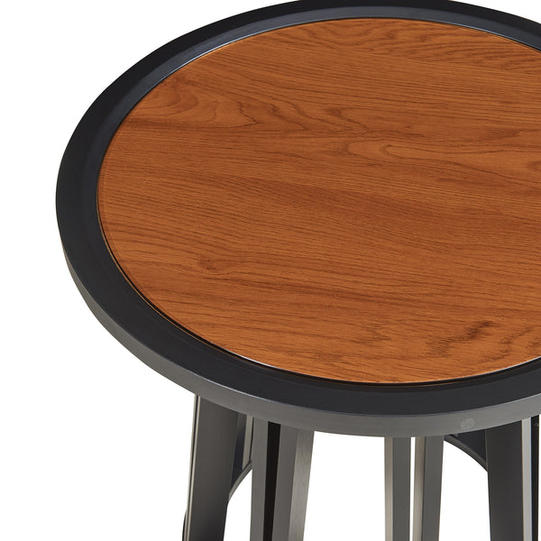 Stolik boczny Burgess 51xØ51 cm czarny/orzechowy [en.casa]