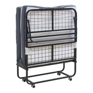 Metalowe łóżko składane Borjavle z materacem 200x90cm czarne [en.casa]